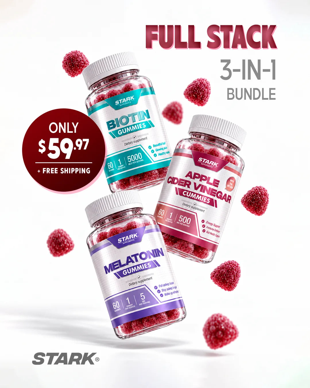 STARK Wellness Gummies Bundle — Biotin + Melatonin + ACV