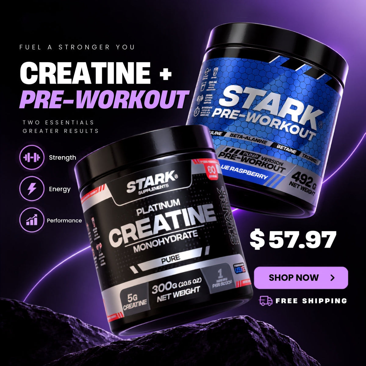 STARK Creatine + Pre-Workout Combo — Blue Raspberry